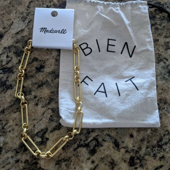 Madewell Chain Statement Necklace Vintage Gold $44 NWT